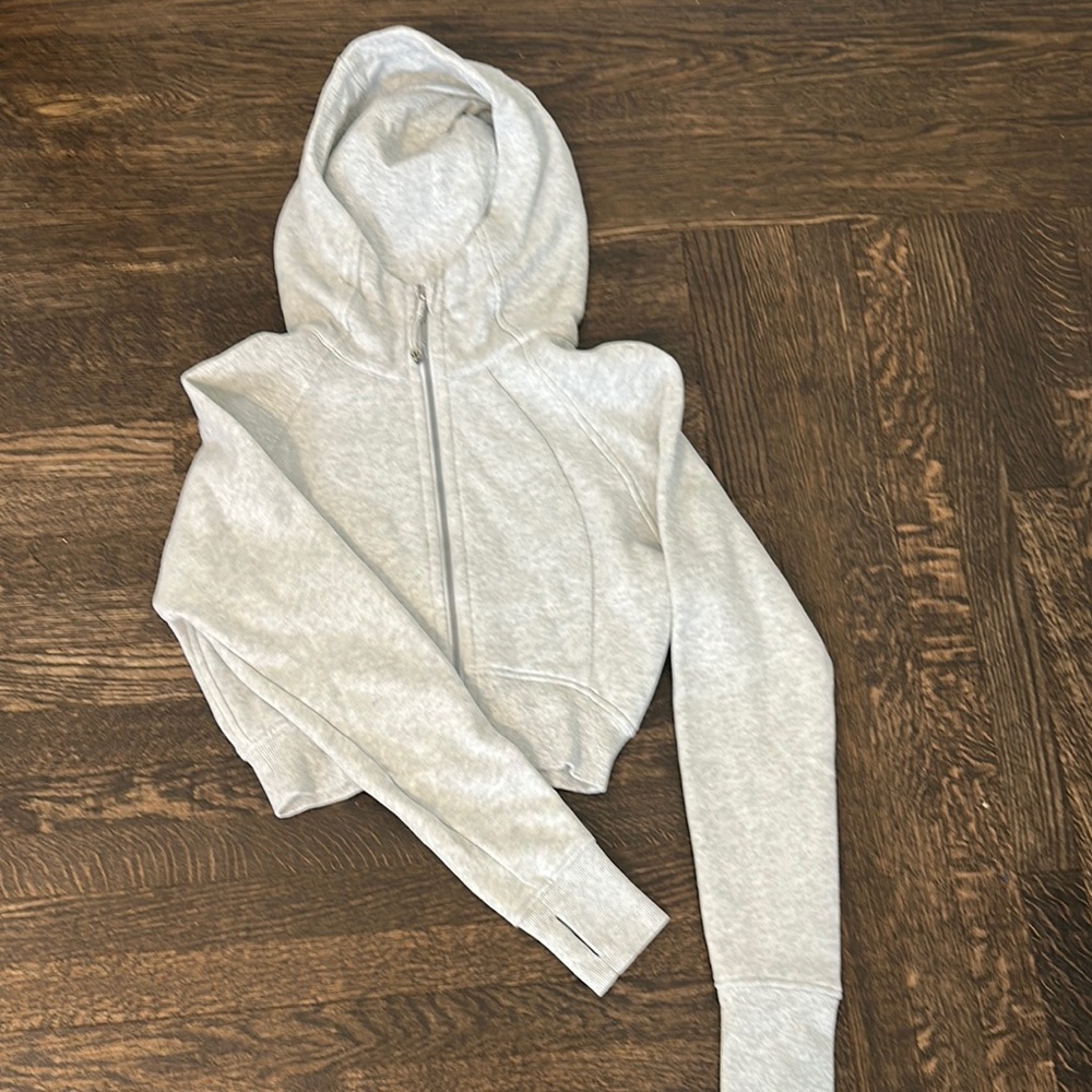 Lululemon Athletica White Fitted Crop Hoodie